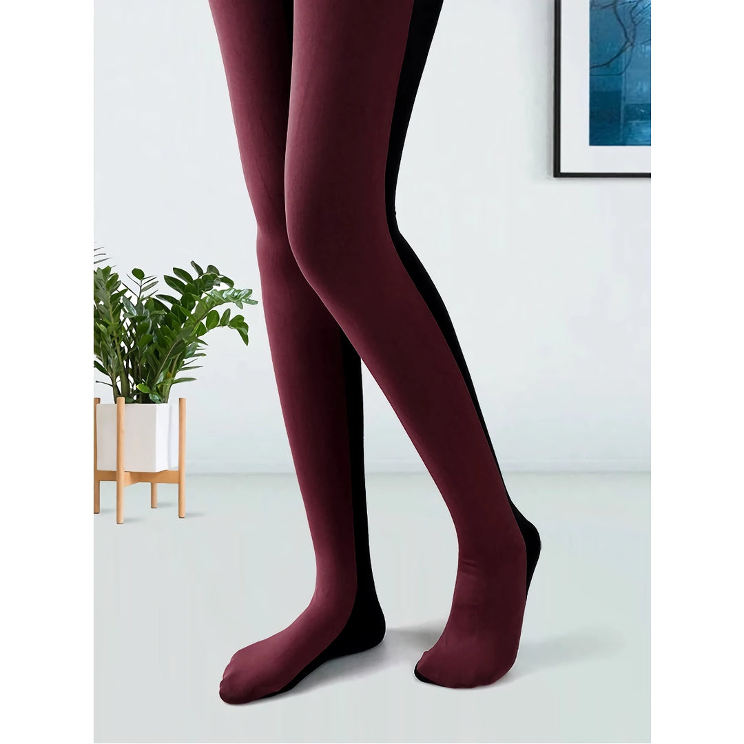 Chic Patchwork Velvet Tights for Women – Slim Fit Anti-Hook Pantyhose