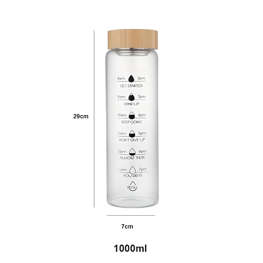 Large Capacity Glass Water Bottle with Marker