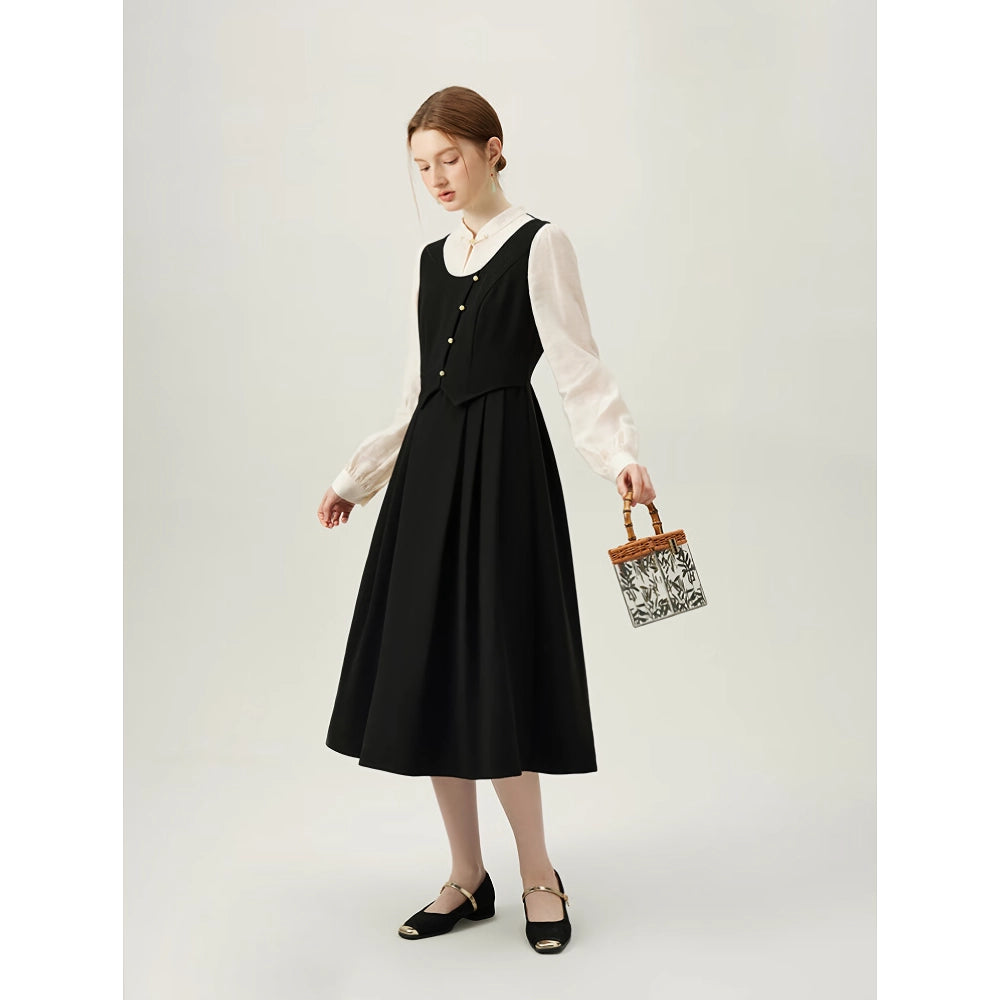 Elegant Office Lady A-Line Dress with Turtleneck