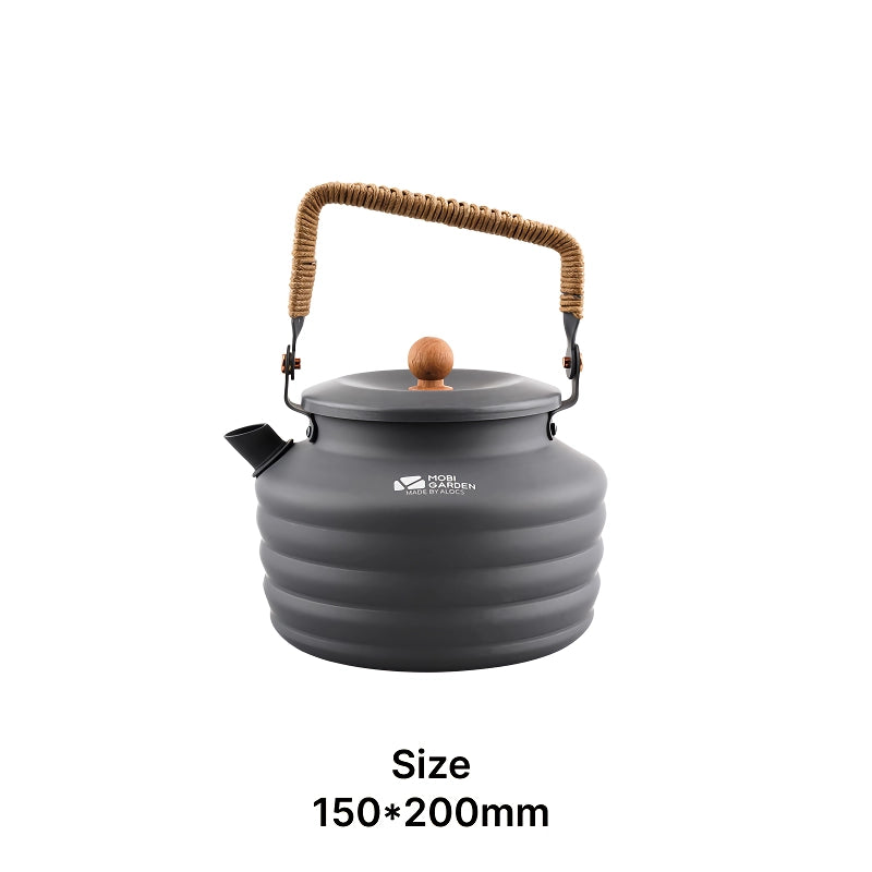 High-Capacity 1.3L Outdoor Aluminum Alloy Kettle with Beech Handle