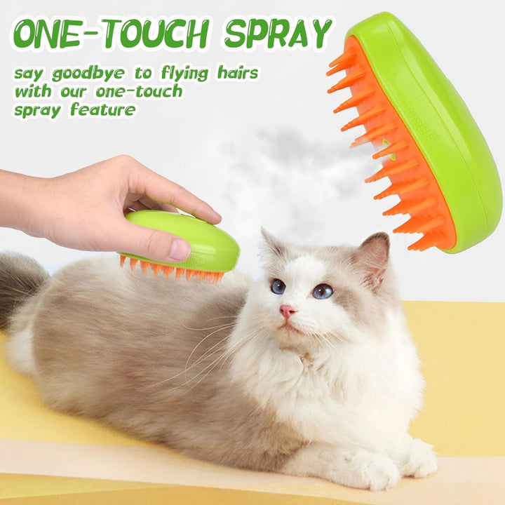 Electric Spray Grooming Comb for Cats and Dogs with Soft Silicone Brush