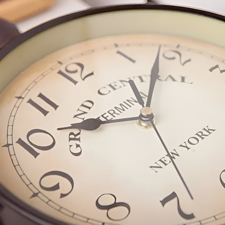 Vintage Brown Double-Sided Hanging Wall Clock