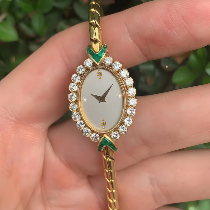 European Small Gold Women's Watch Handmade Inlaid Rhinestone Middle Ancient