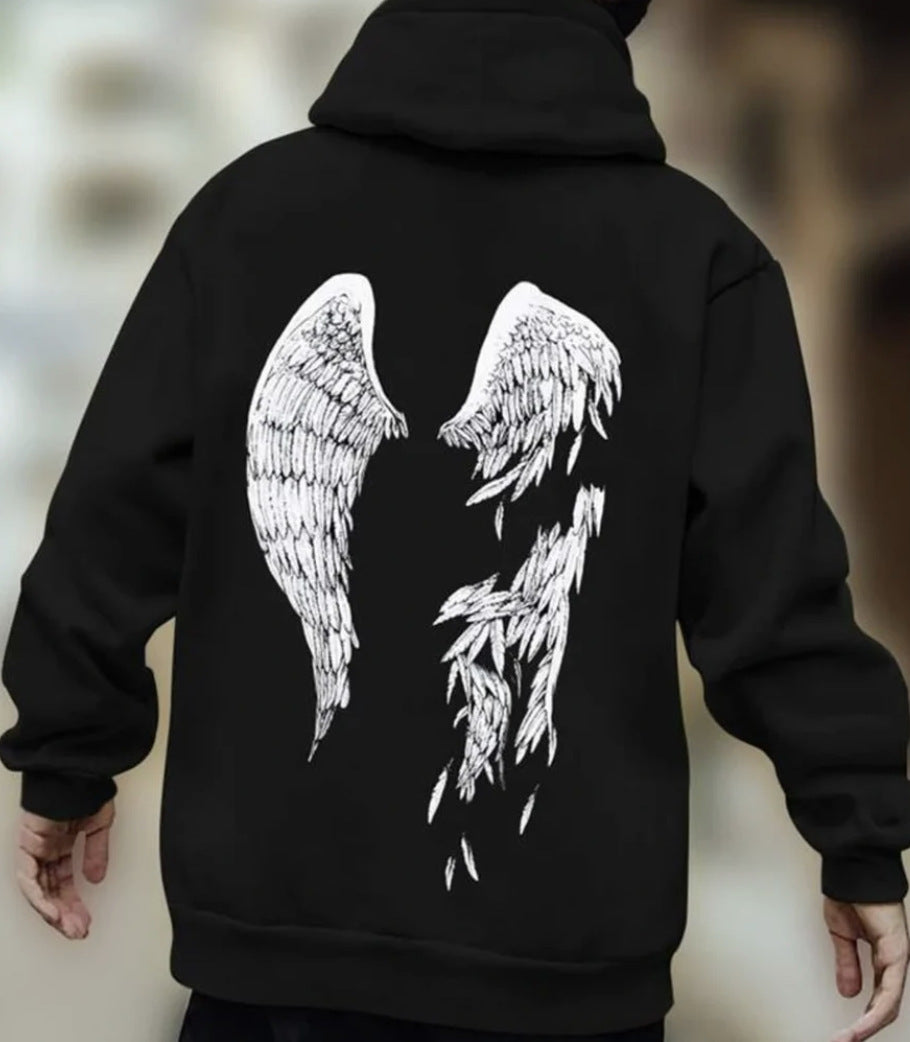 Dark Style Personalized Wings 3D Digital Printing Men's Hooded Sweater