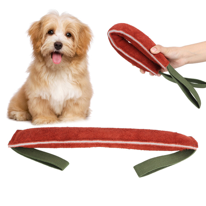 Leather Dog Bite Tug Toy with Dual Handles