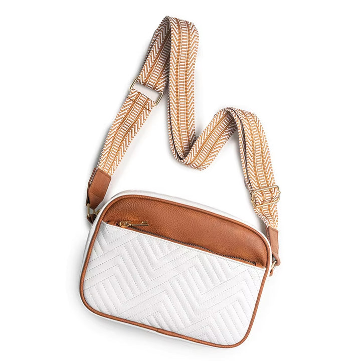 Quilted Embroidered Grid Shoulder Bag