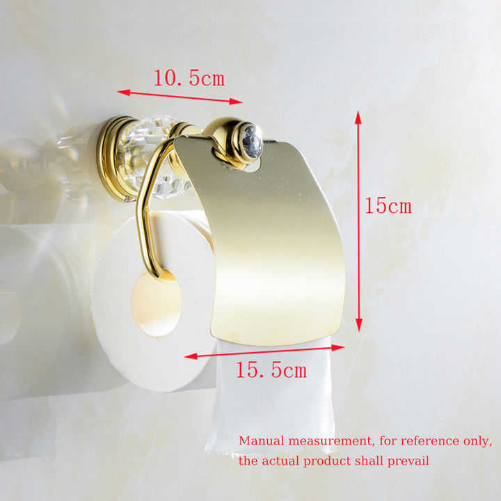 Luxury Gold Brass Toilet Paper Holder with Crystal Decoration