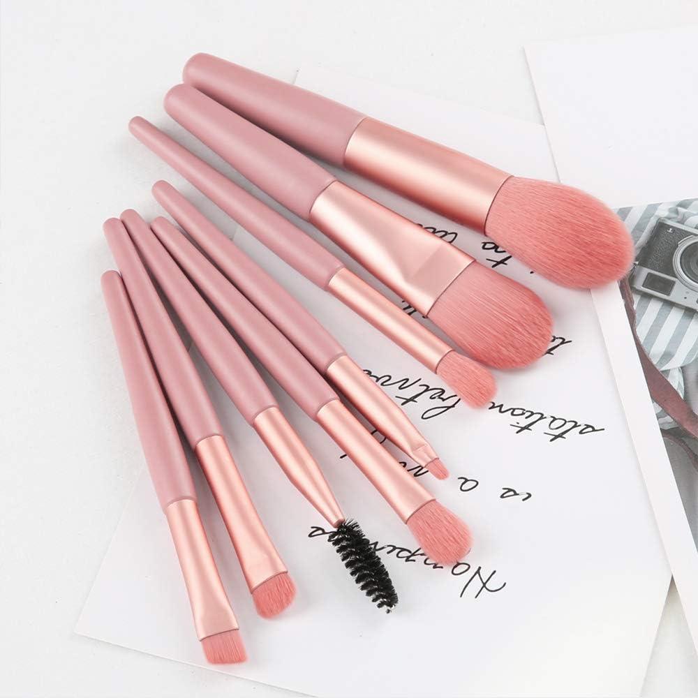 8-Piece Mini Travel Makeup Brush Set - Soft, Portable, Essential