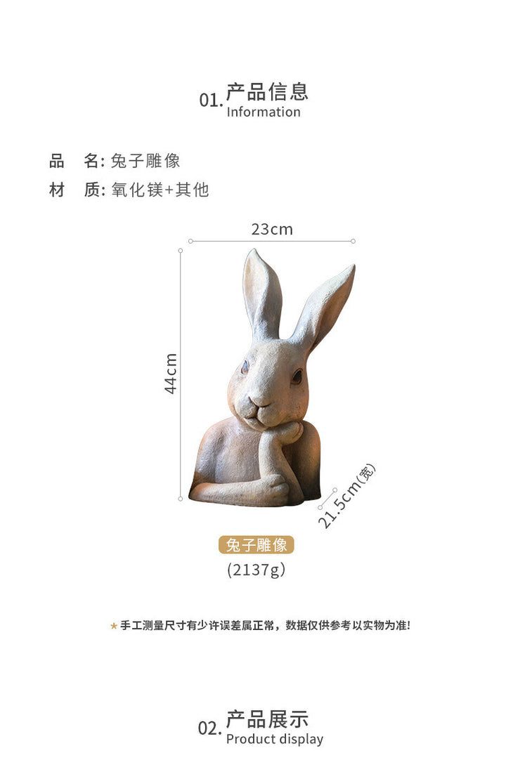 Rabbit Bust Sculpture Large Decorative Ornaments Post-modern Art Entrance Courtyard Creative