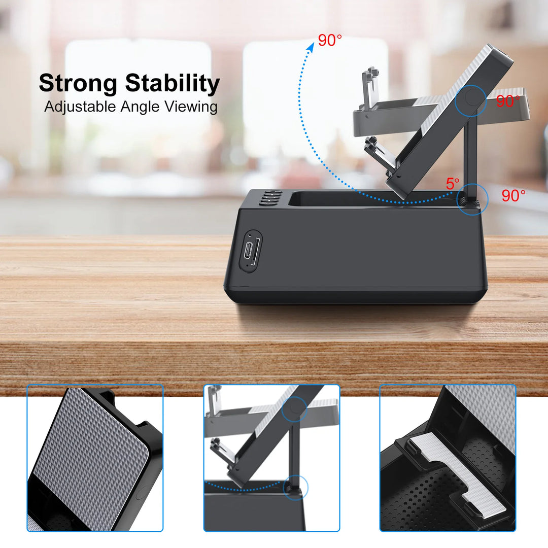 Foldable Bluetooth Speaker Stand with Alarm Clock