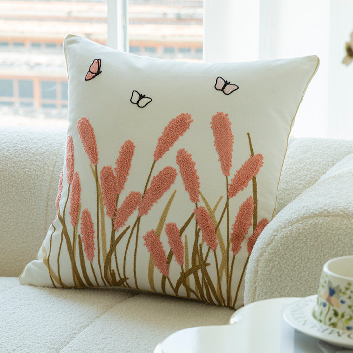 Sofa Pillow With Flower Embroidery Pillow Cover