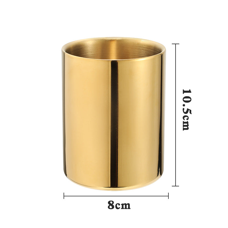 Gold Stainless Steel Pen Holder