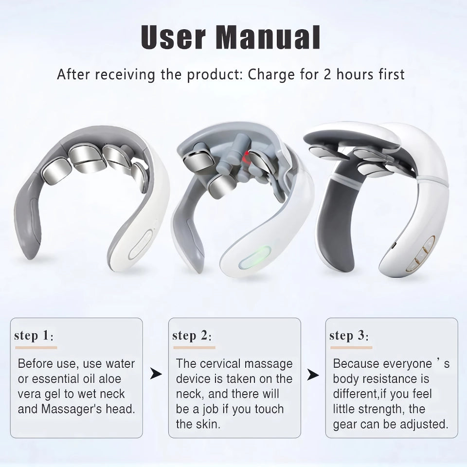 Smart Electric Pulse Neck Massager with Heat and TENS Therapy