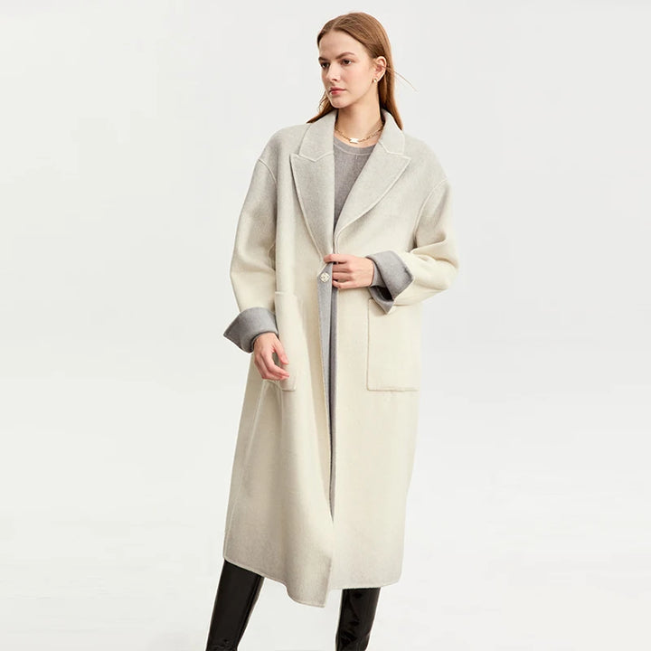 Elegant Gradient Woolen Coat for Women