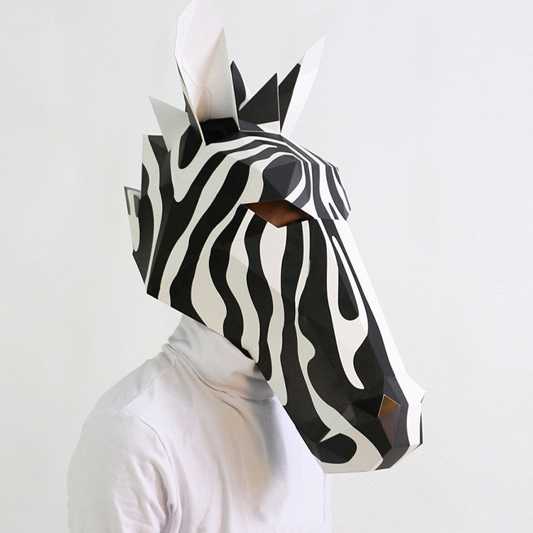 Black And White Horse Animal Origami Headgear Halloween Christmas