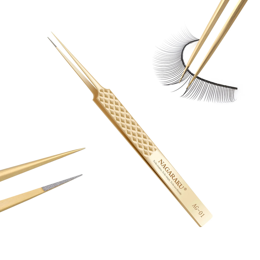 Precision Fiber Tip Eyelash Extension Tweezers - Antistatic Straight Tool