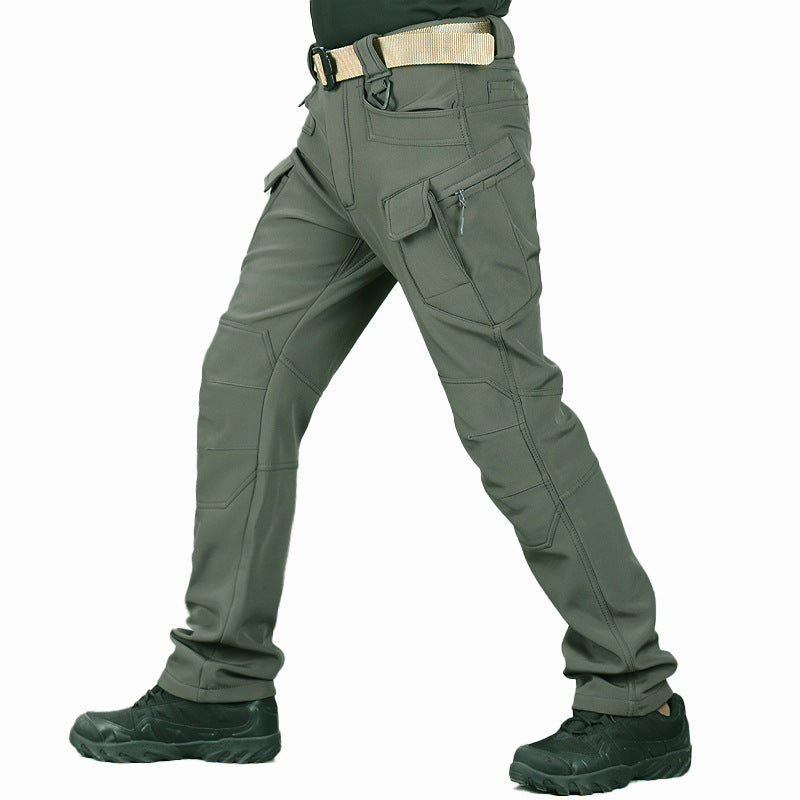 Outdoor Soft Shell Tactical Pants Men's Ski Multi-bag Fleece Wear-resistant