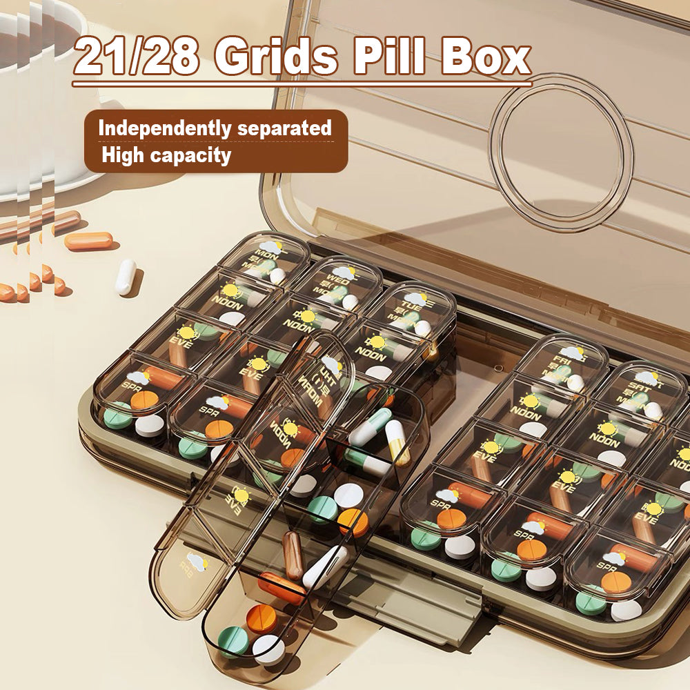 21/28 Grids Weekly Pill Box