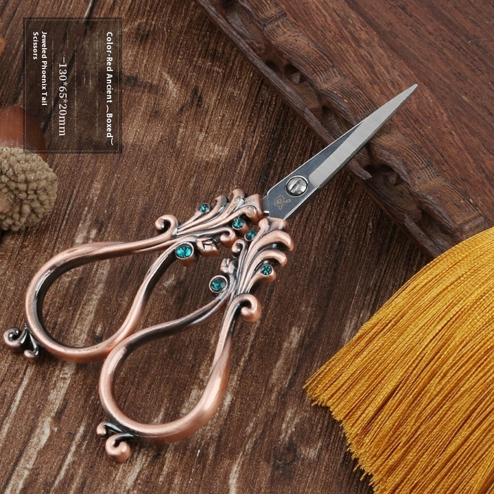 Retro Stainless Steel Pointed Toe Phoenix Tail Paper-cut Window Decoration Scissors