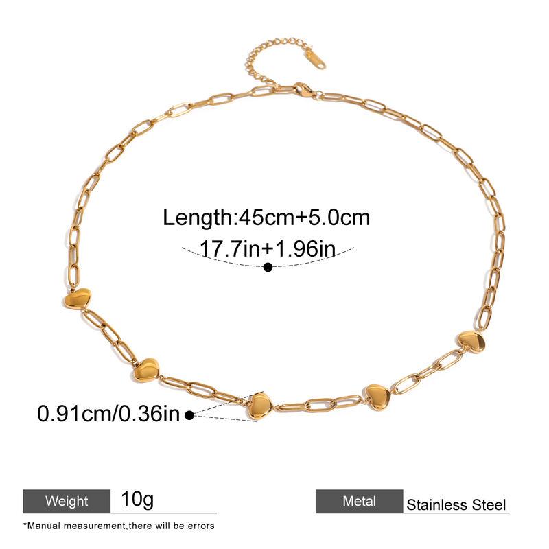 Minimalist 18K PVD Gold Plated Stainless Steel Paper Clip Love Heart Necklace Bracelet