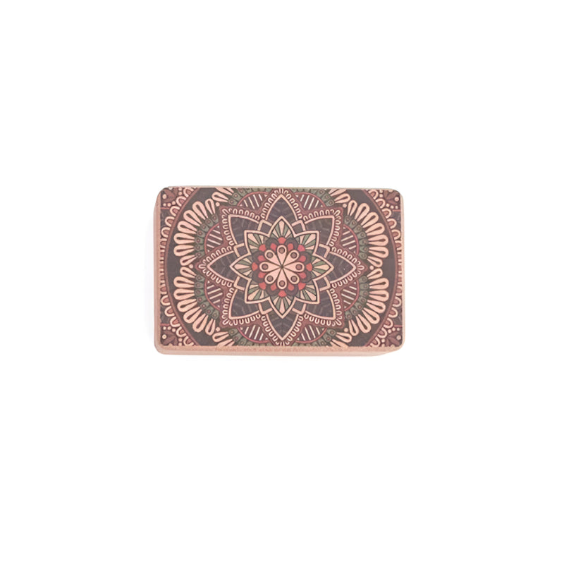 Cork Yoga Block with Bohemian Style Print for Stretching, Pilates & Dance