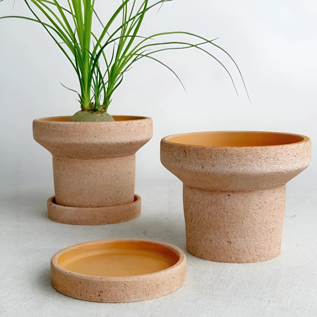 Charming Terracotta Water Pipe Planter with Tray