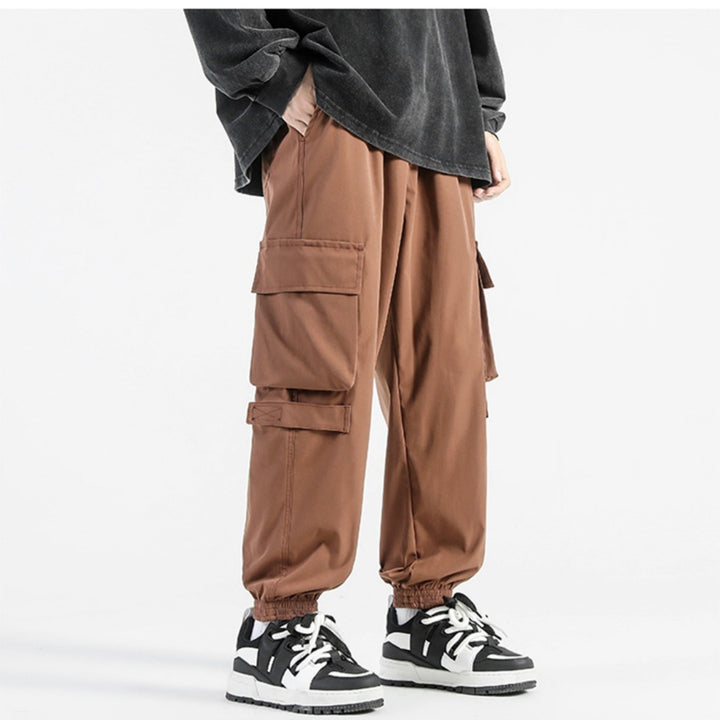 Rope Workwear With Pocket Loose Wide Leg Ankle Banded Pants