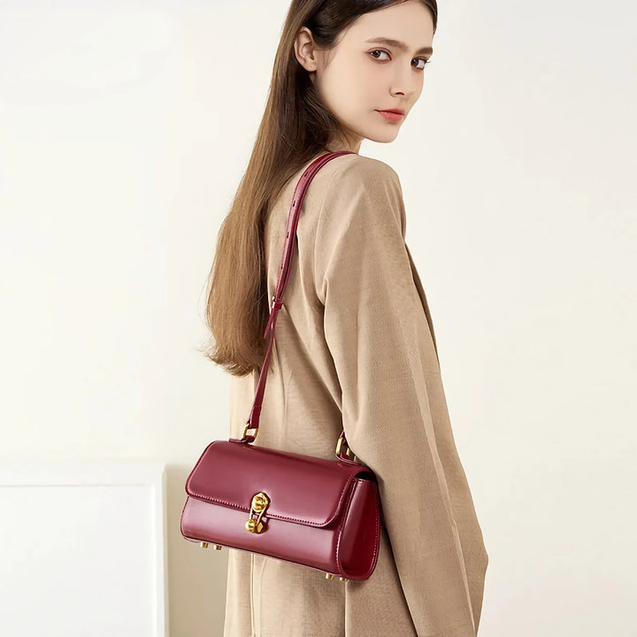 Elegant Burgundy Leather Crossbody Bag for Women