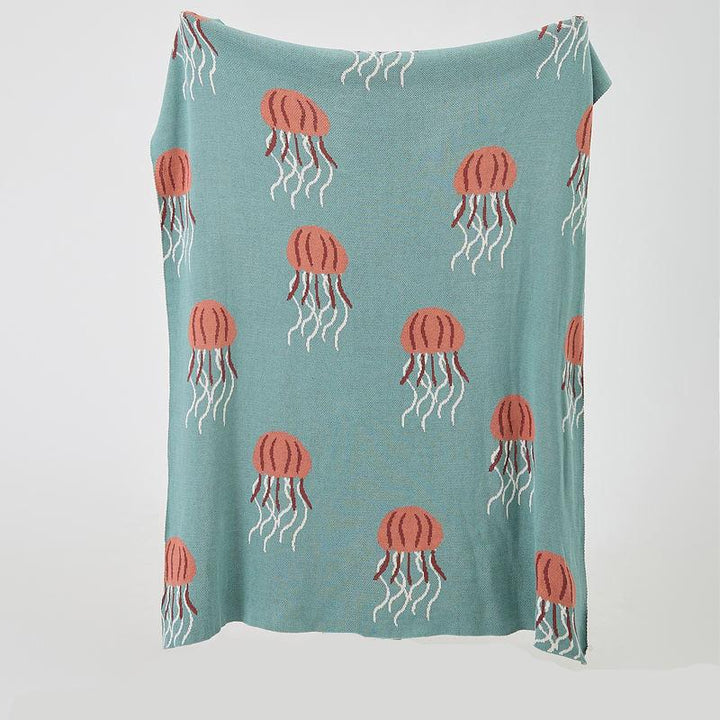 Kawaii Jellyfish Pattern Cotton Knitted Blanket