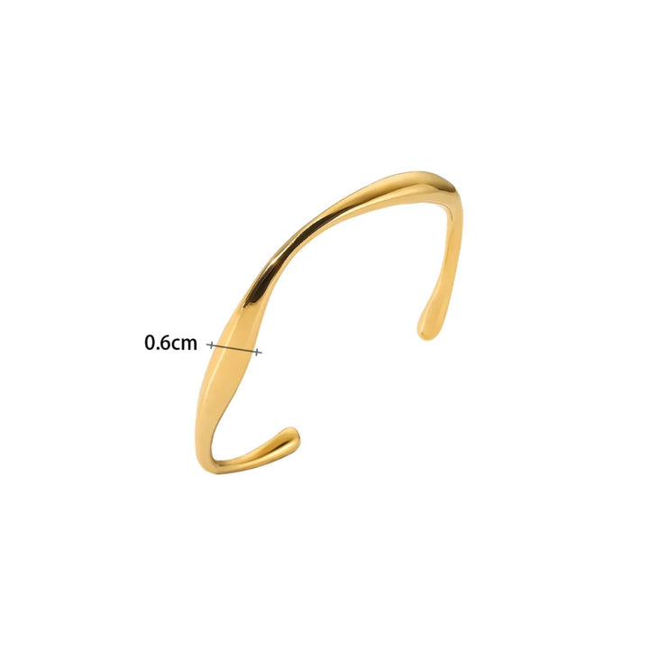 Irregular Gold-Plated Stainless Steel Bangle Bracelet