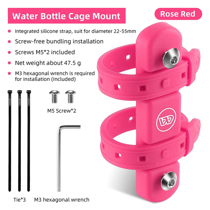 Adjustable Bicycle Water Bottle Holder with Integrated Strap