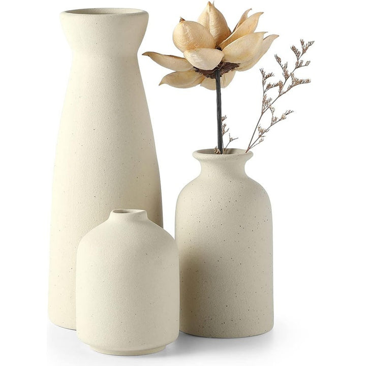 Ceramic Vase Home Living Room Flower Arrangement Modern Three-piece Set White