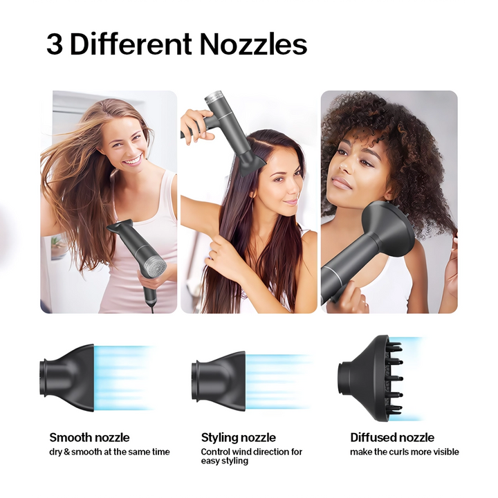 Brushless Professional Hair Dryer with Blue Light and Negative Ion Technology