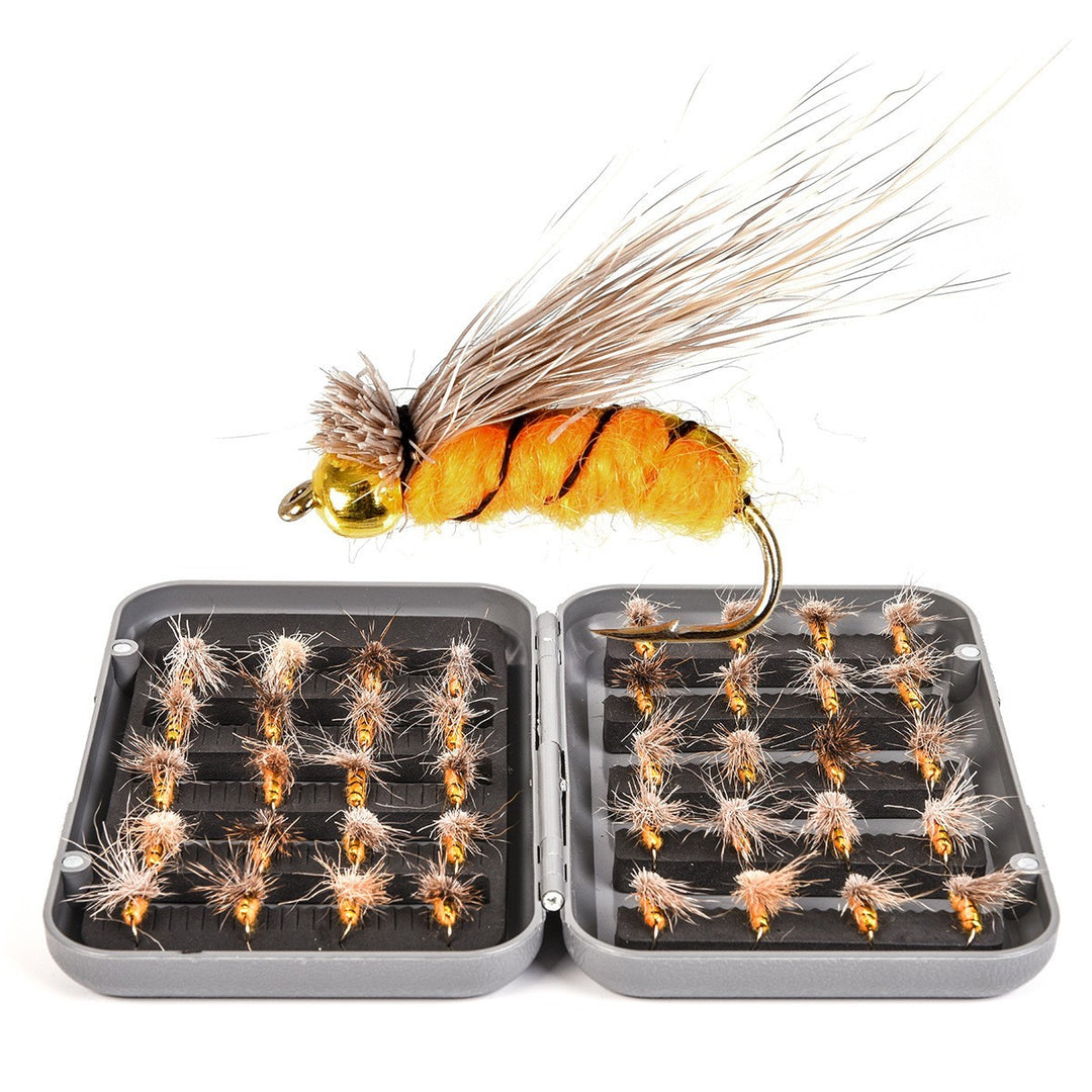 A6 Boxed Fly Hook Big Fur Fly Worm 40pcs Fish Hook