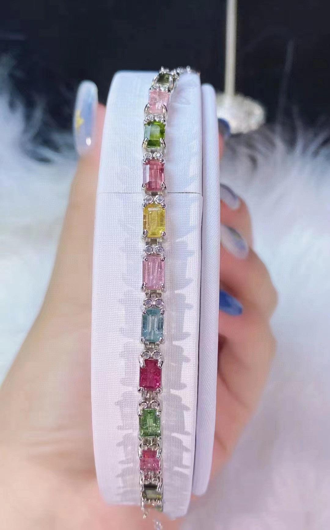 12 Pieces Of Natural Tourmaline Bracelet With Fire Colors - Trendha