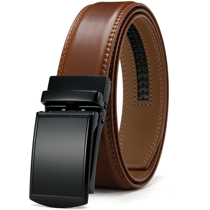 Double-sided Genuine Leather Alloy Grain Reverse Pull Simple Business Casual Pants Belt