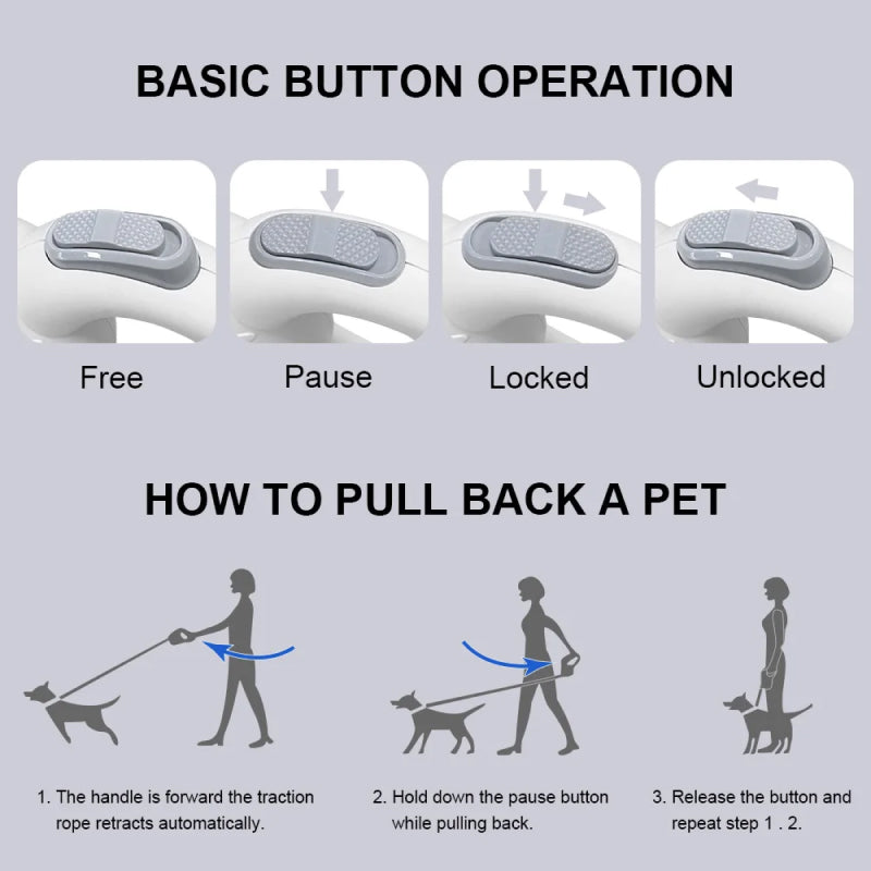 Retractable Dog Leash with Reflective Rope