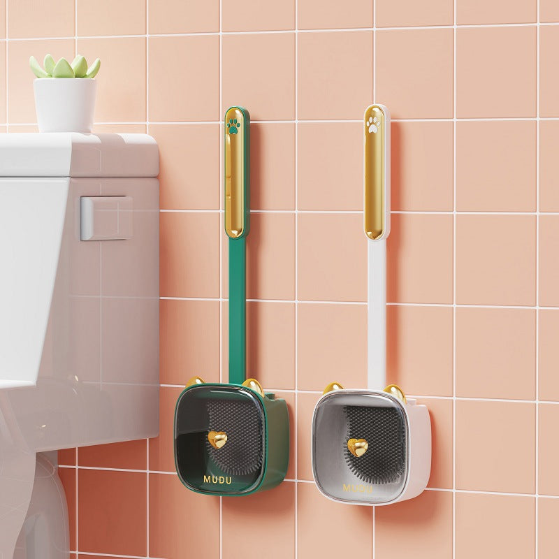 Luxury Cat-Themed Wall Mounted Toilet Brush Set