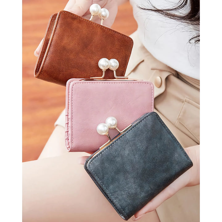 Compact Retro Pearl Wallet - High Capacity PU Leather Wallet