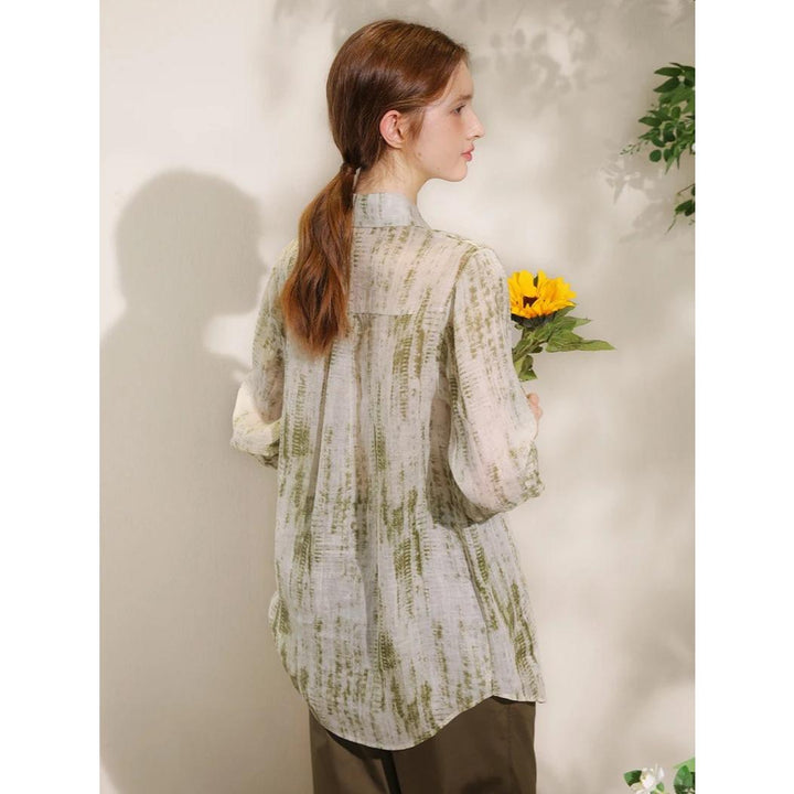 Floral Print Ramie Blouse for Women