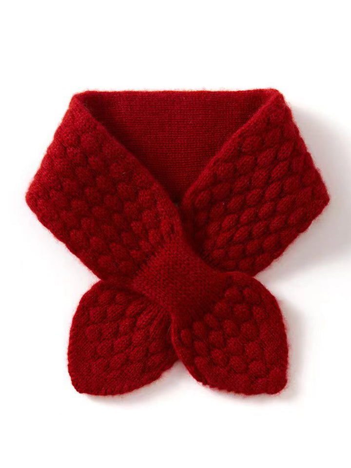 100% Pure Cashmere Moss Stitch Bowknot Scarf