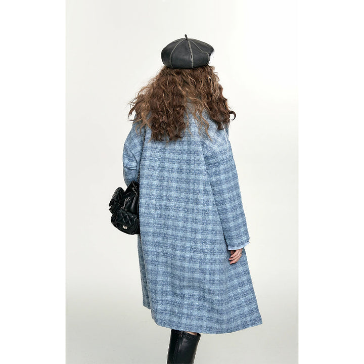 Blue Vintage Plaid Women's Coat