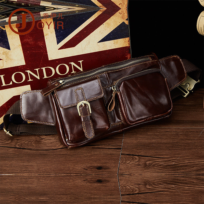 Men's Waist Bag Waist Chest Bag Retro First Layer Cowhide Leather Men's Bag