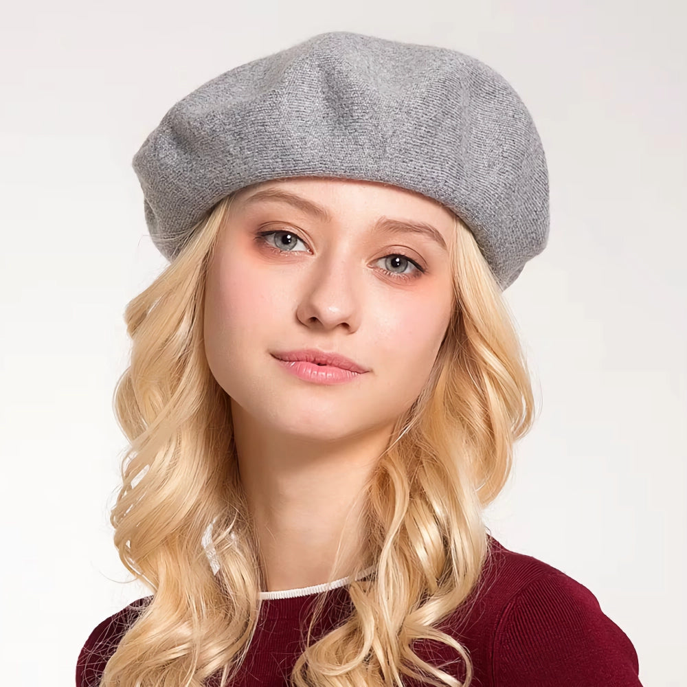 Solid Wool Knitted Beret