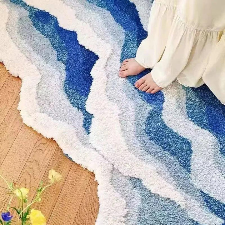 Blue Waves Kids Non-Slip Bedroom Rug