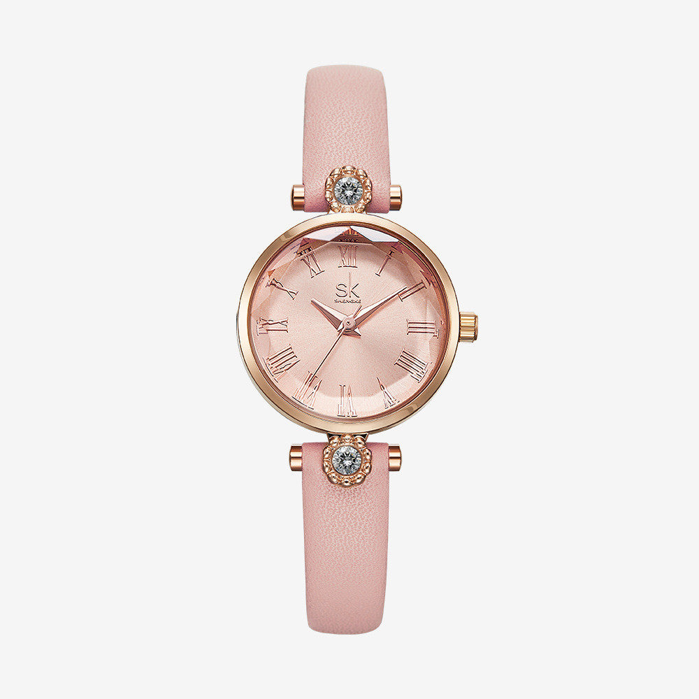 Diamond Inlaid Lady's Watch and Floral Glass Watch