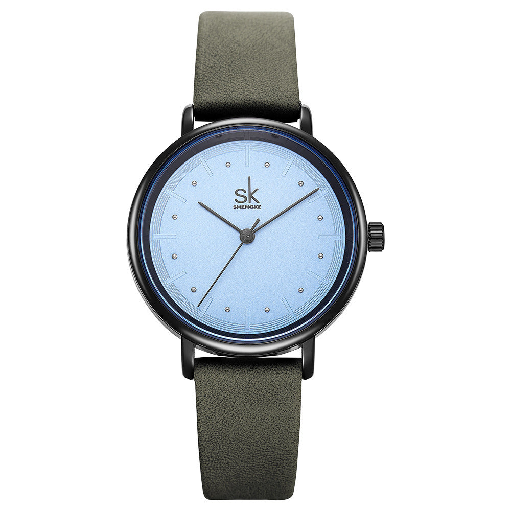 Shengke SK Quartz Water Fiber Belt Round Watch