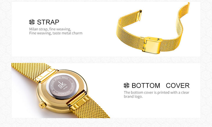 Creative Honeycomb Gold and Silver Ladies Watch