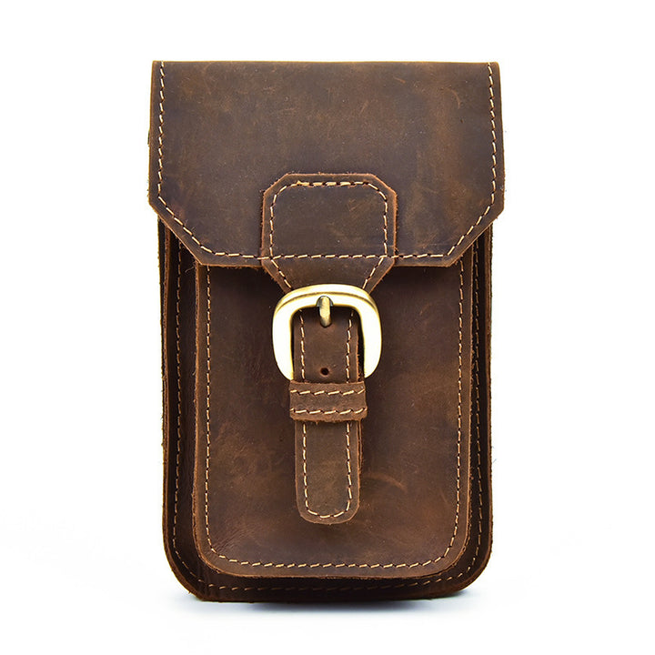 Leather Phone Bag Mini Men's Waist Bag Close-Fitting