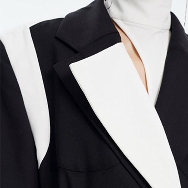 Fashion Women's Blazer: Stylish Contrast Color Designer Jacket